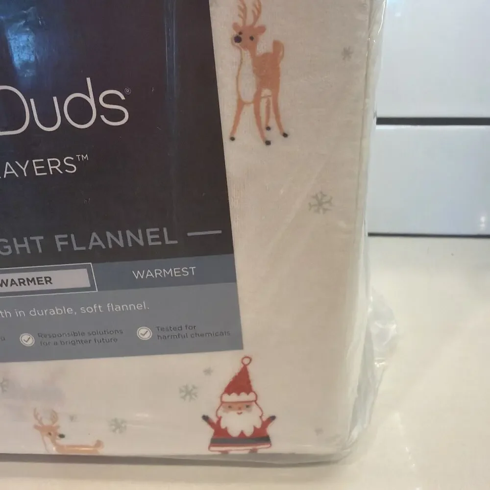 Cuddl Duds King Bed Sheet Set Christmas Santa Reindeer Heavyweight Flannel NEW!
